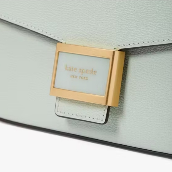 Crystal Blue $258 NWOT tag Kate Spade Katy Textured Leather Flap Chain Crossbody - Picture 3 of 6